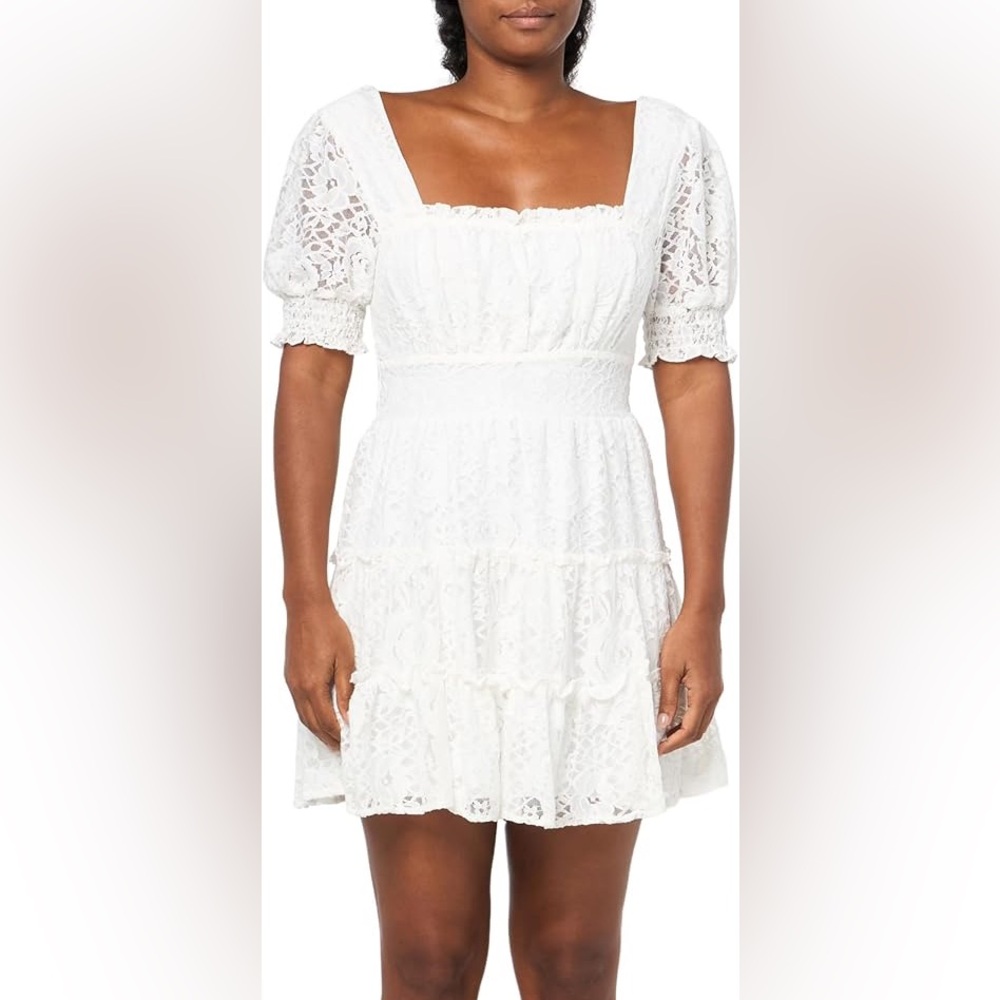 Nwot Speechless Ivory Lace Dress with Puff Sleeves - Picture 5 of 5